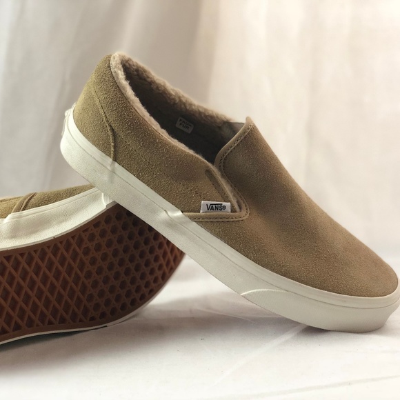 suede fleece slip on vans
